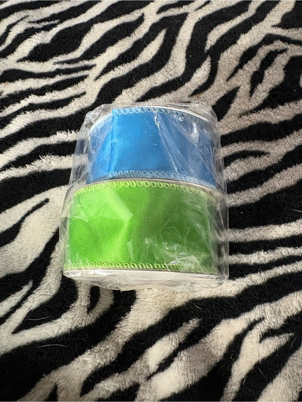 Blue and Green Satin Ribbon Duo